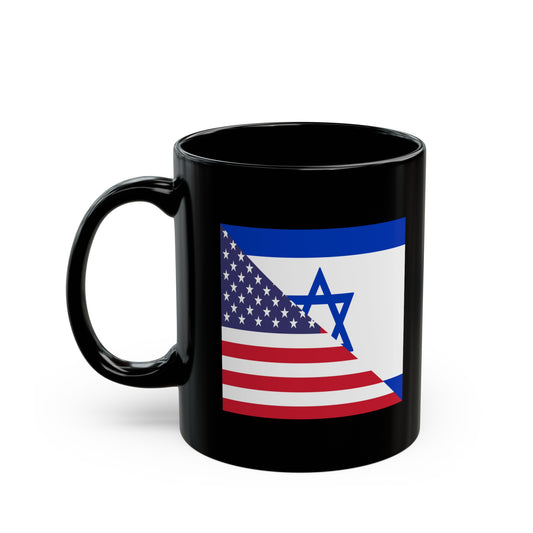 Israel American Flag Half Israeli USA Black Mug (11oz, 15oz)