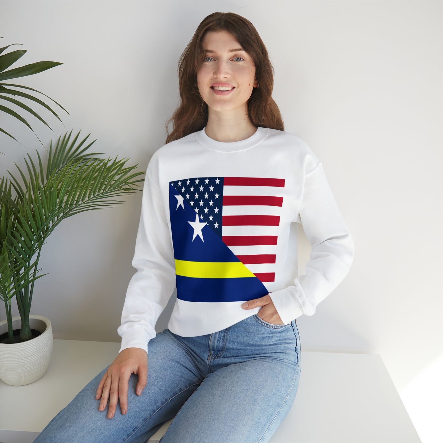 Curacao American Flag Half Curacaoan USA Unisex Sweatshirt