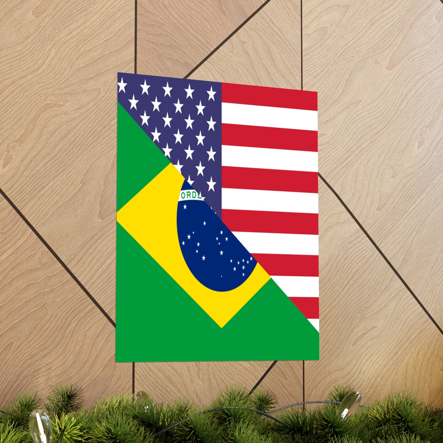 Brazilian American Flag Half Brazil USA Brasil Premium Matte Poster