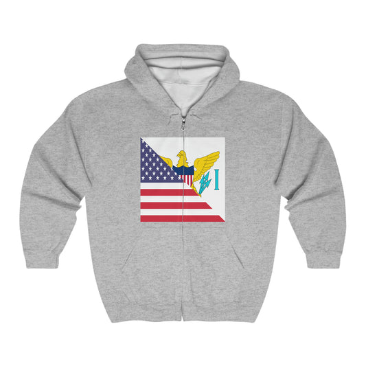 Virgin Islands American Flag Virgin Islander Zip Hoodie | Hooded Sweatshirt