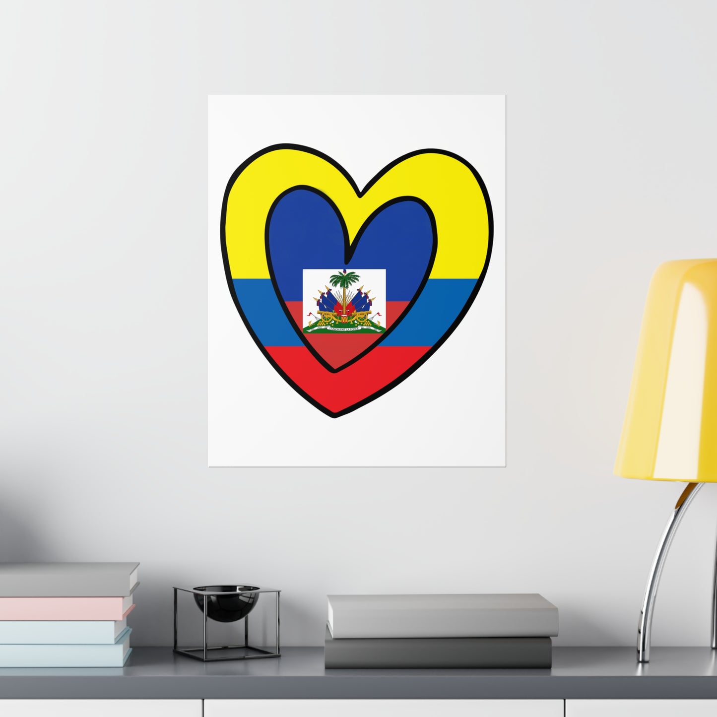 Colombian Haitian Flag Inner Heart Colombia Haiti  Premium Matte Poster