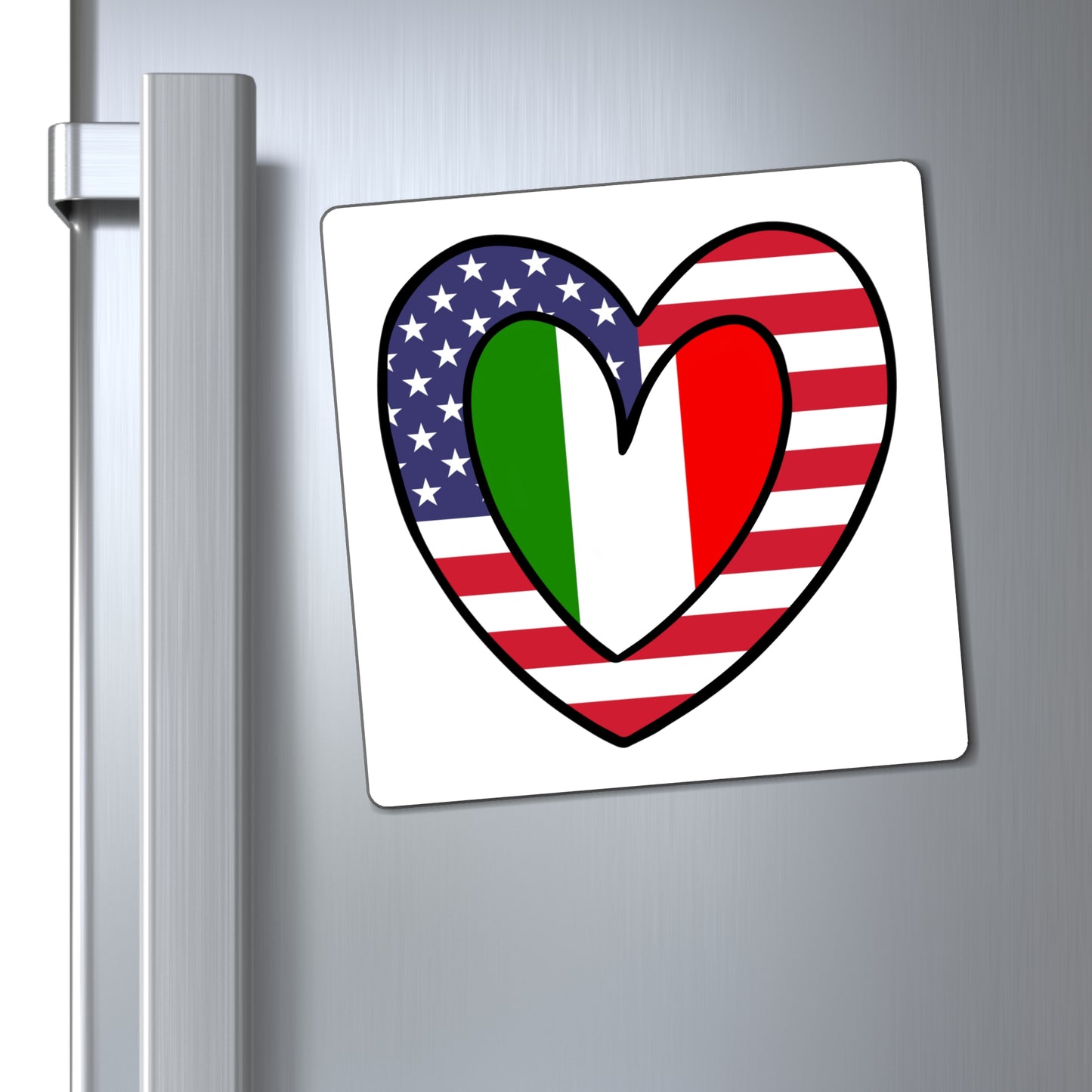 American Italian Flag Inner Heart USA Italy Magnet