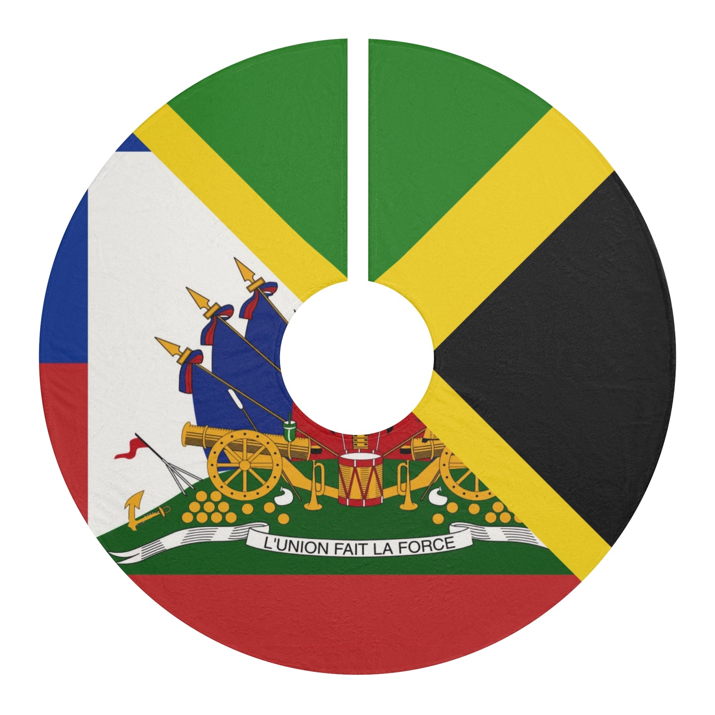 Haitian Jamaican Flag | Half Jamaica Haiti Christmas Tree Skirt