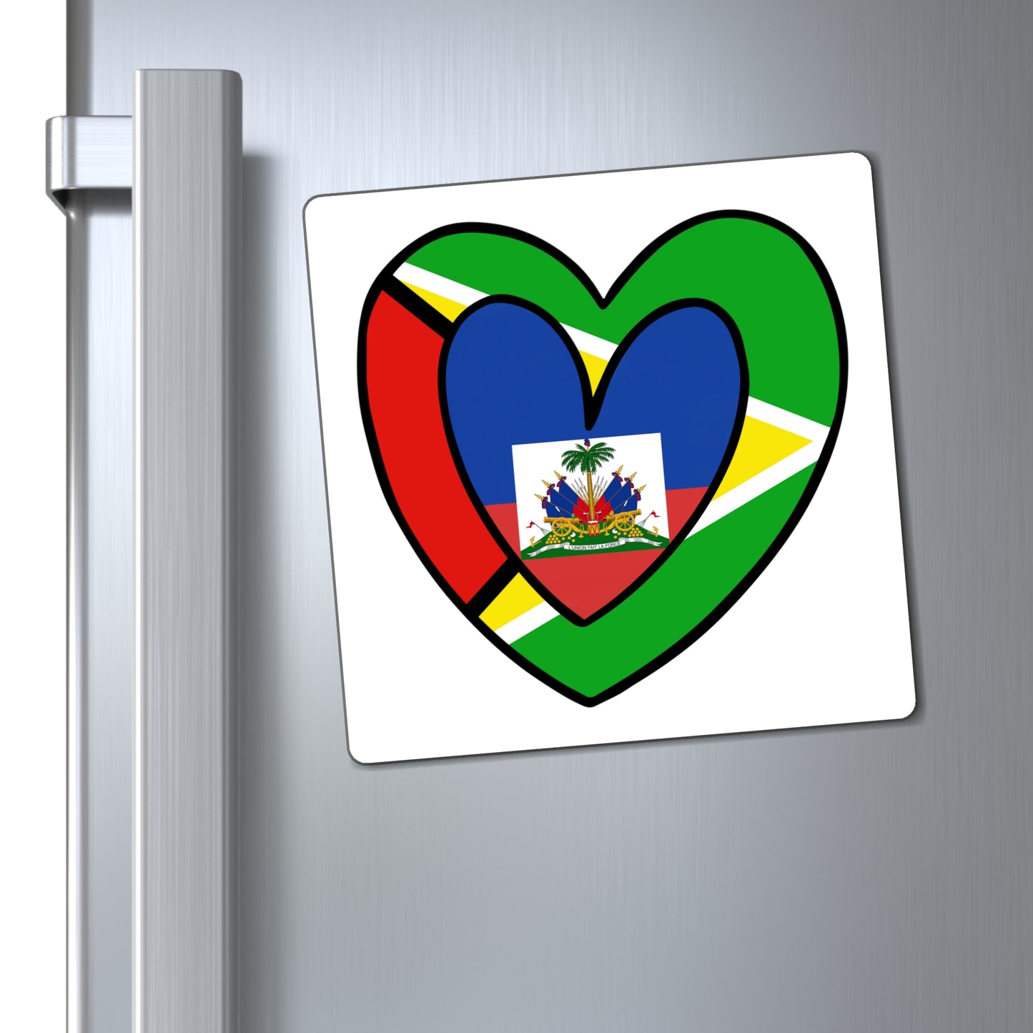 Guyanese Haitian Flag Inner Heart Guyana Haiti  Magnet