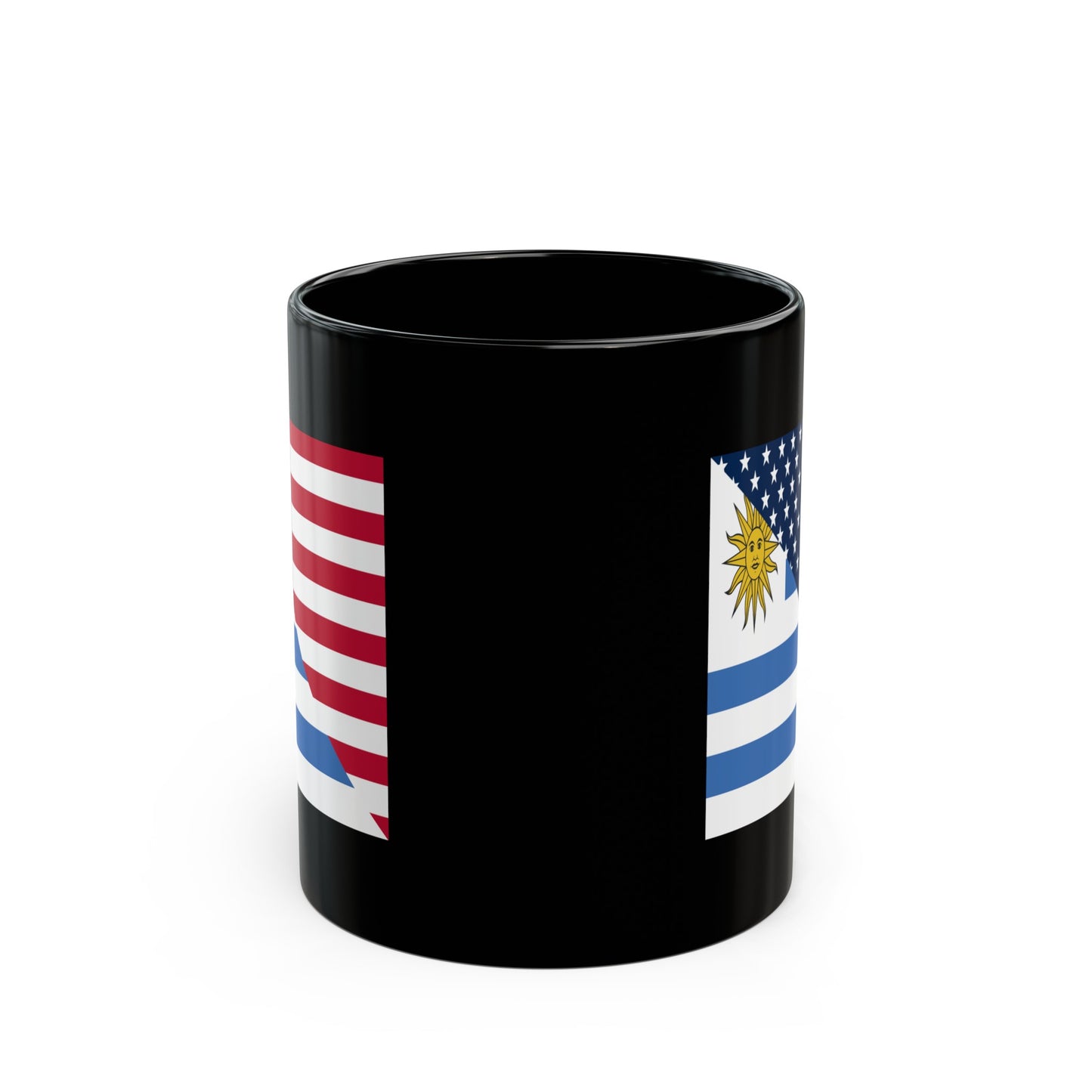 Uruguay American Flag Half Uruguayan USA Black Mug (11oz, 15oz)