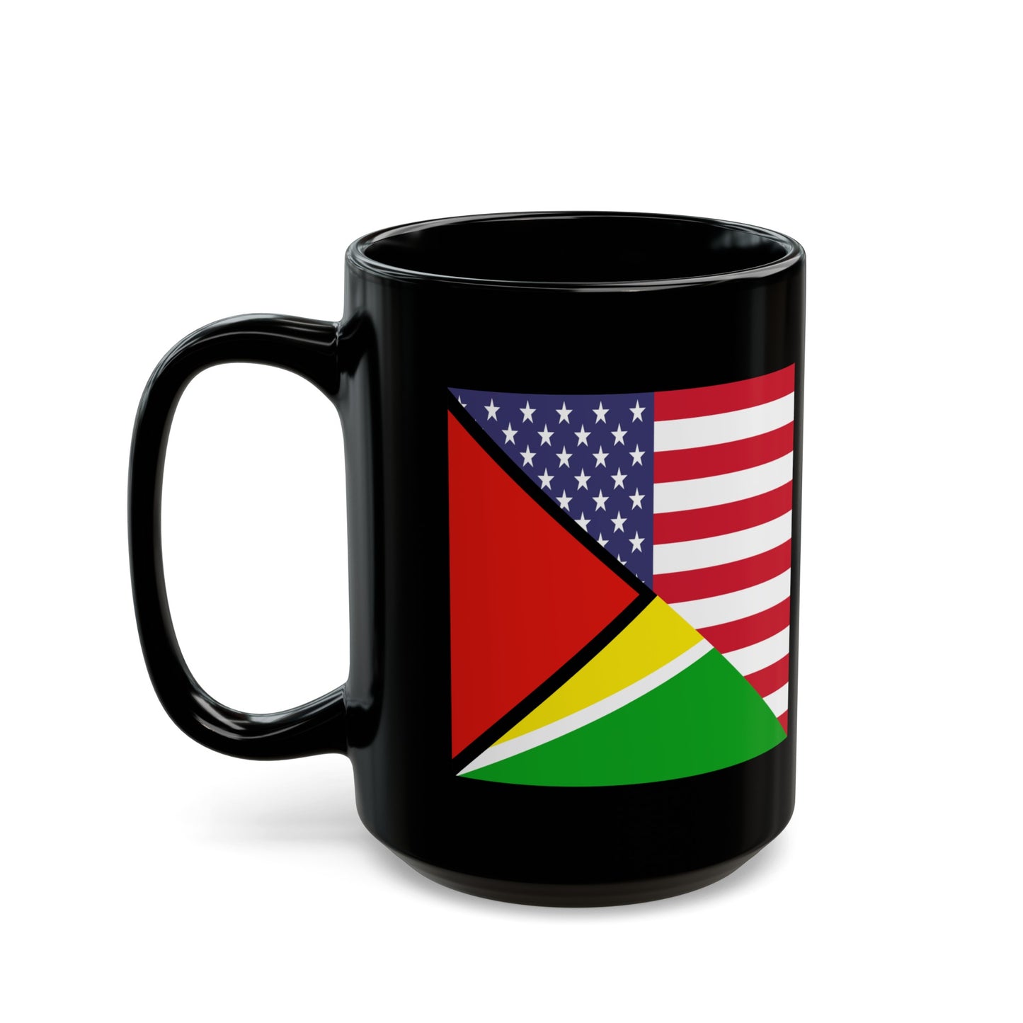 Guyana American Flag Half Guyanese USA Black Mug (11oz, 15oz)