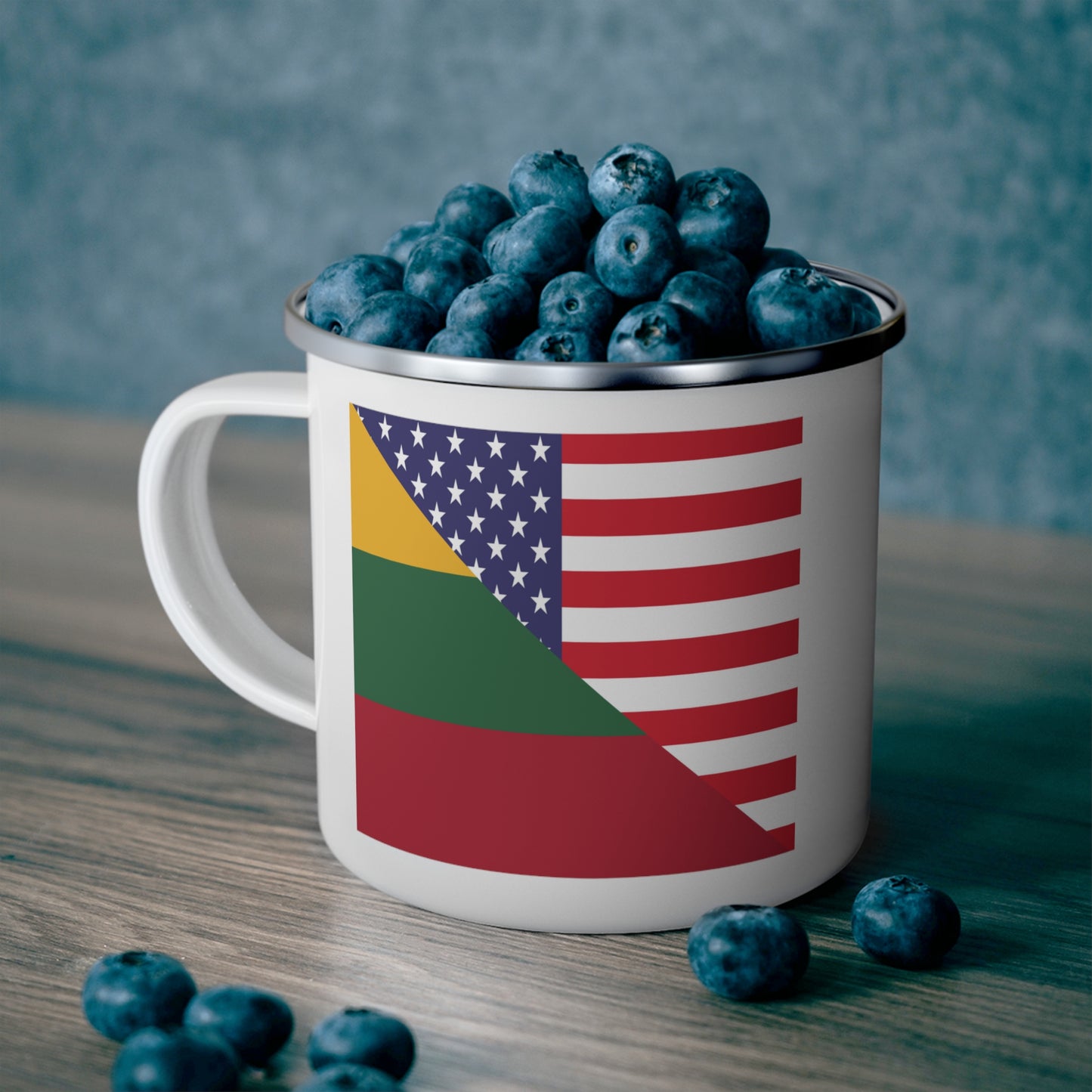 Lithuanian American Flag Lithuania USA 12oz Enamel Mug