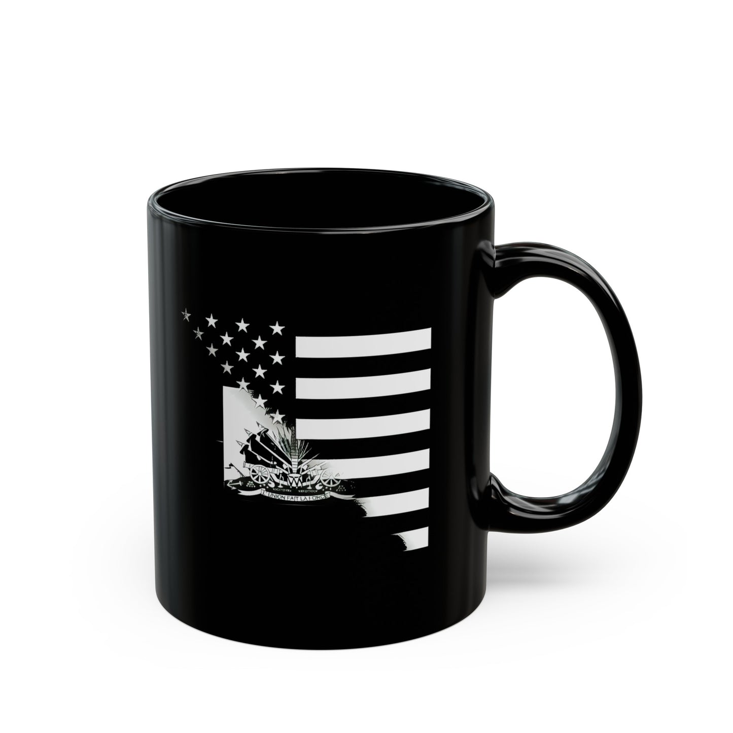 Haitian American Black White Flag Haiti USA Black Mug (11oz, 15oz)