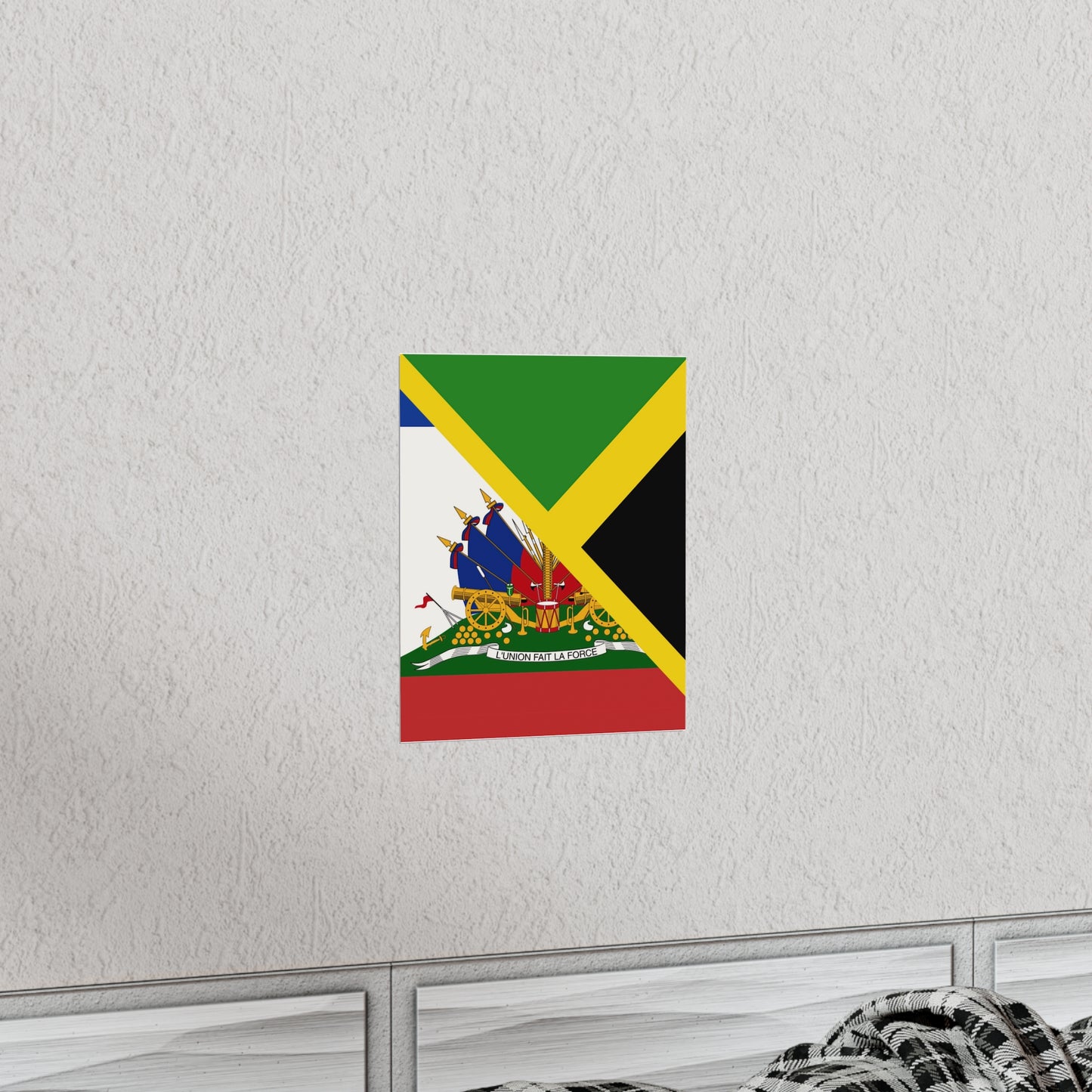 Haitian Jamaican Flag | Half Jamaica Haiti Premium Matte Poster