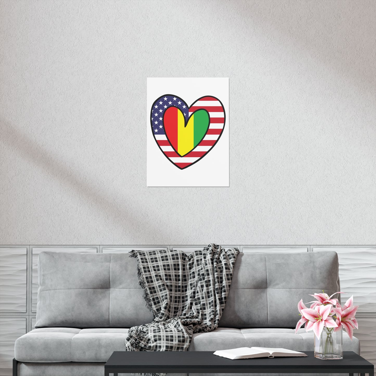 Guinean American Heart Valentines Day Wedding Gift Half Guinea USA Flag Premium Matte Poster