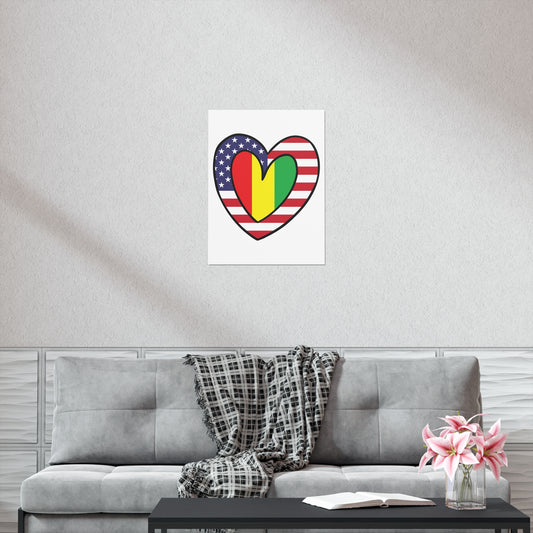 Guinean American Heart Valentines Day Wedding Gift Half Guinea USA Flag Premium Matte Poster