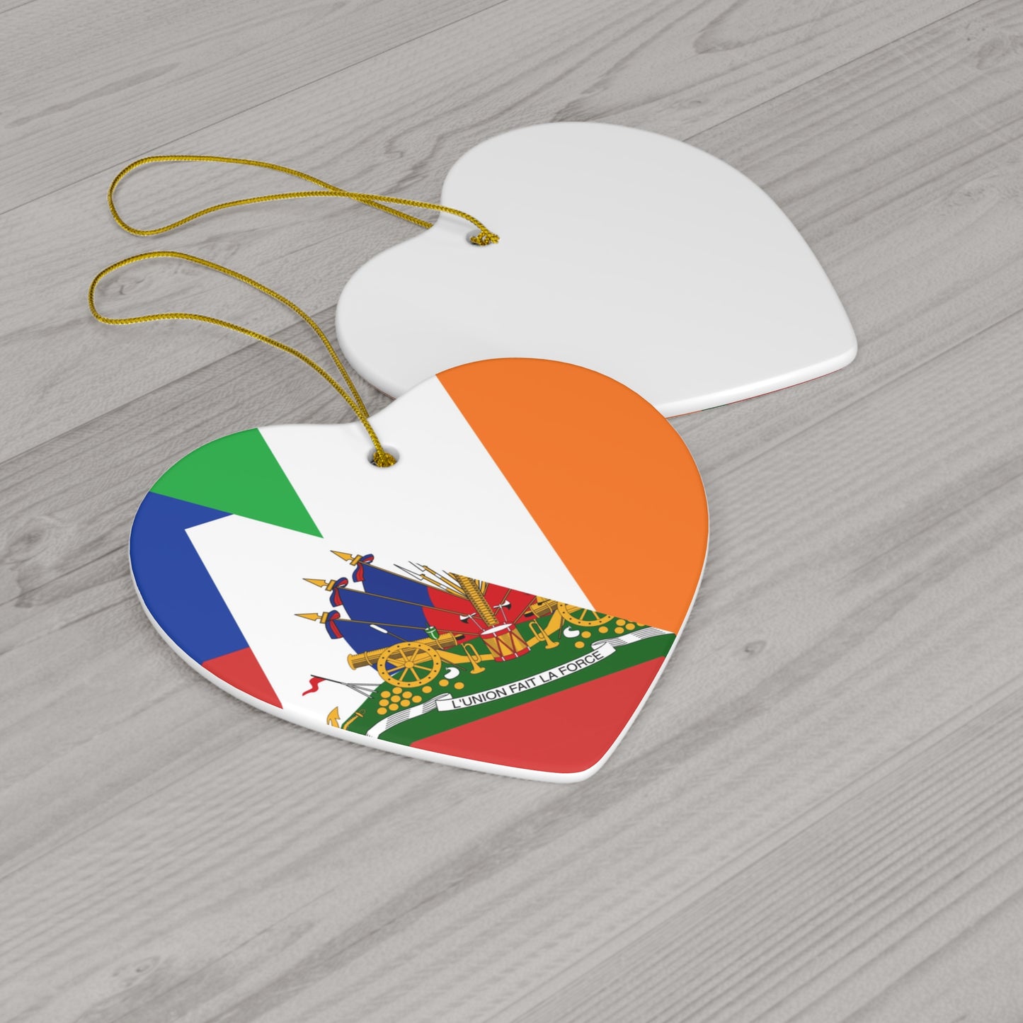 Haitian Irish Flag Half Haiti Ireland Ceramic Ornament | Christmas Tree Ornaments