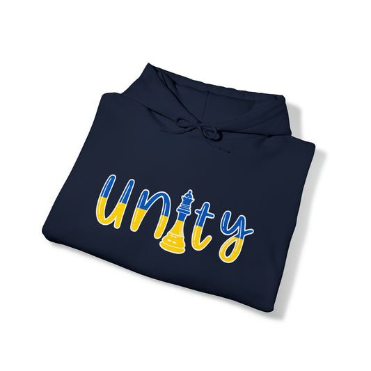Ukrainian Queen Unity Ukraine Flag Chess Piece Hoodie | Unisex Pullover Hooded Sweatshirt