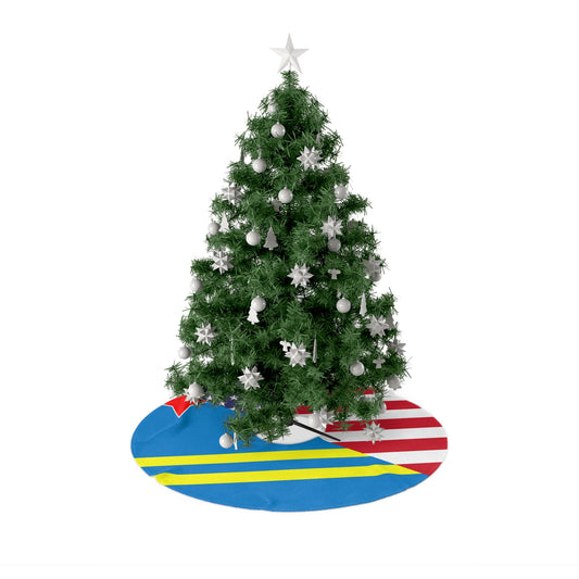 Aruba American Flag Aruban USA Christmas Tree Skirt