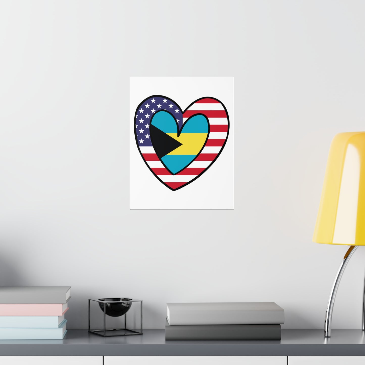 Bahamas American Heart Valentines Day Gift Half Bahamian USA Flag Premium Matte Poster