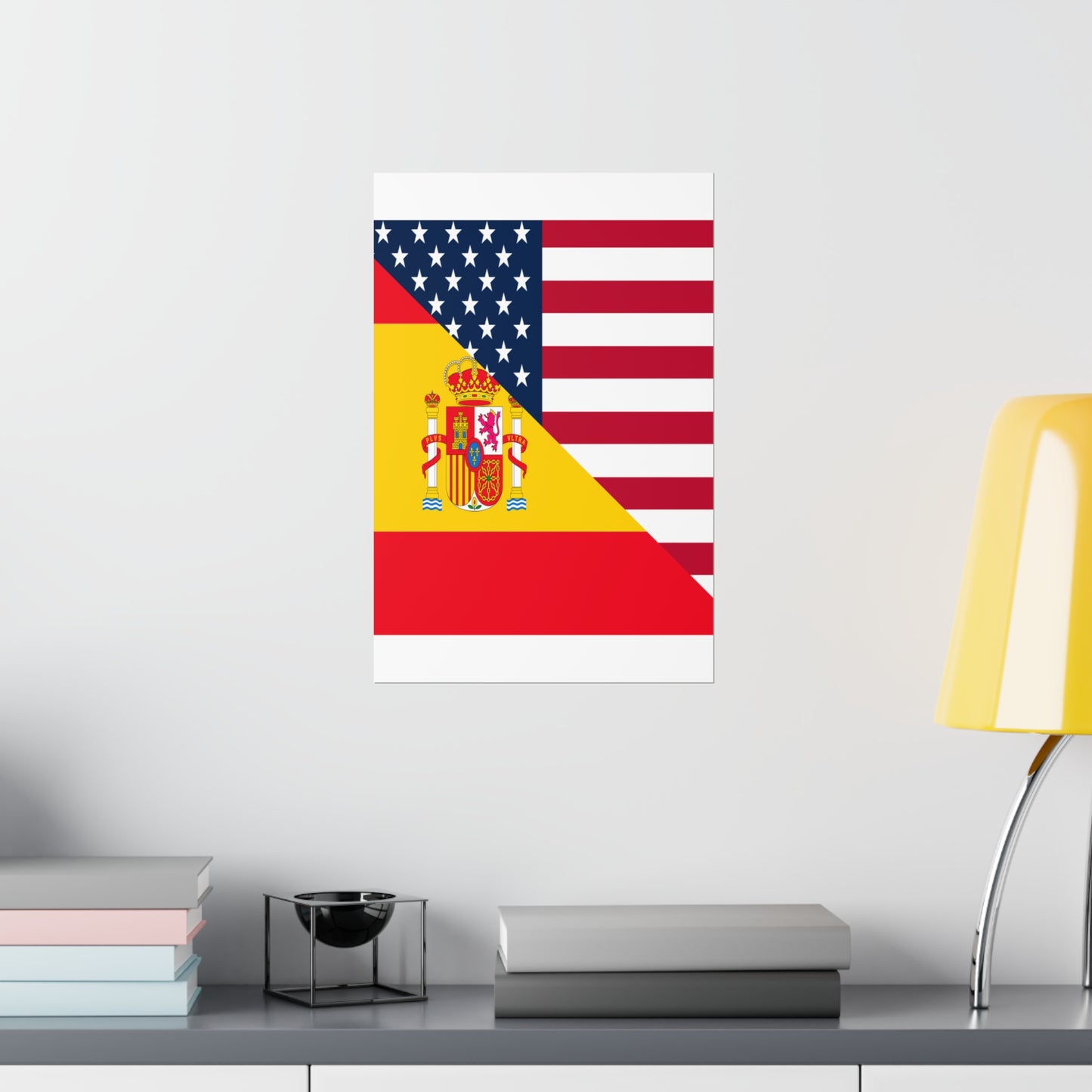 Spain American Flag Half Spanish USA Premium Matte Poster