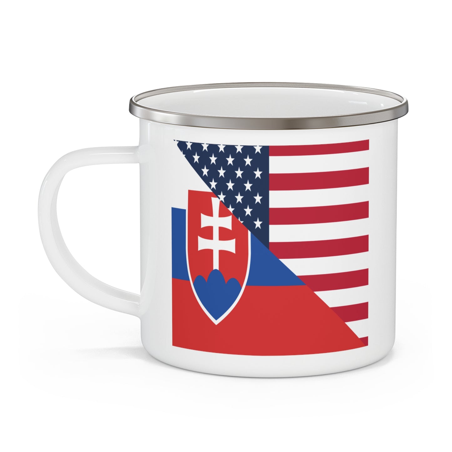 Slovakia American Flag Half Slovakian USA 12oz Enamel Mug