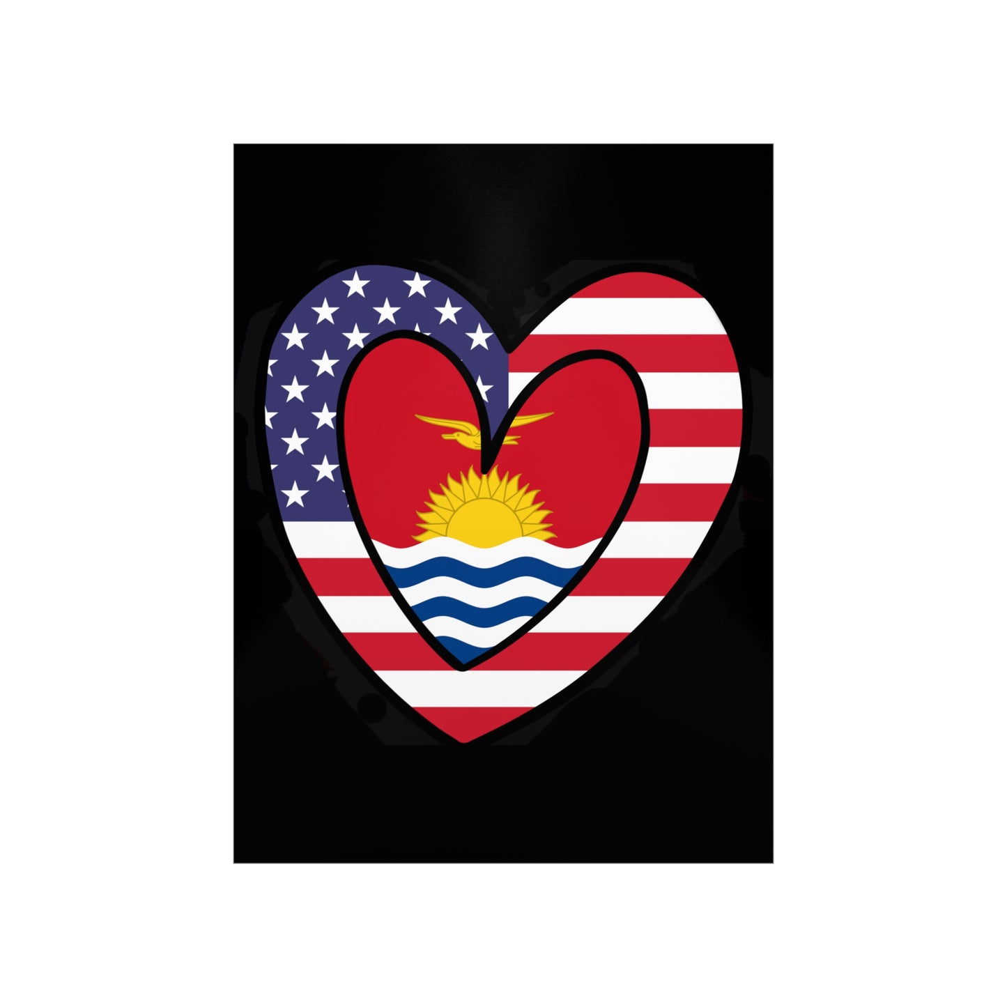 Kiribati American Heart Valentines Day Wedding Gift Half Micronesian USA Flag Premium Matte Poster