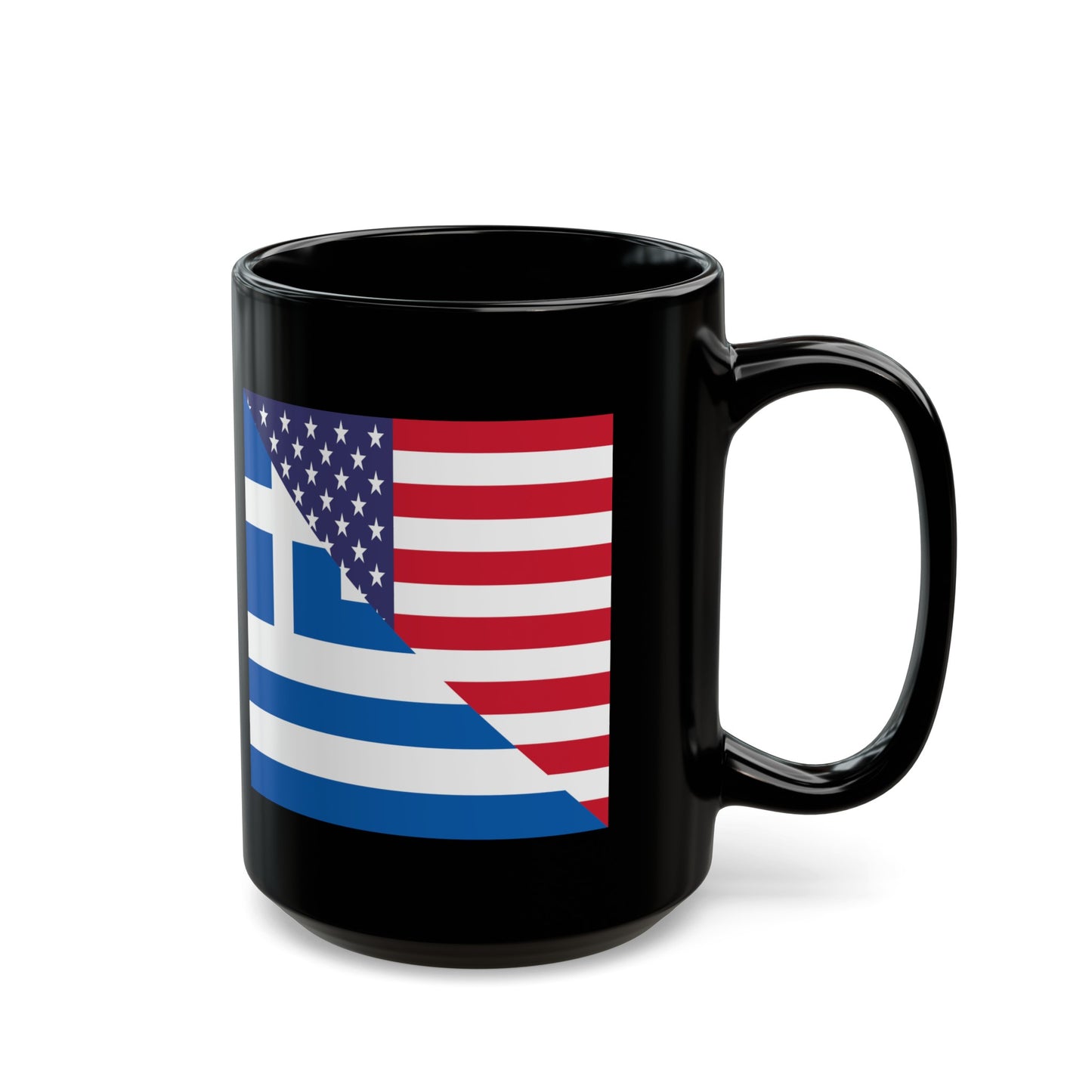 Greek American Flag Half Greece USA Black Mug (11oz, 15oz)