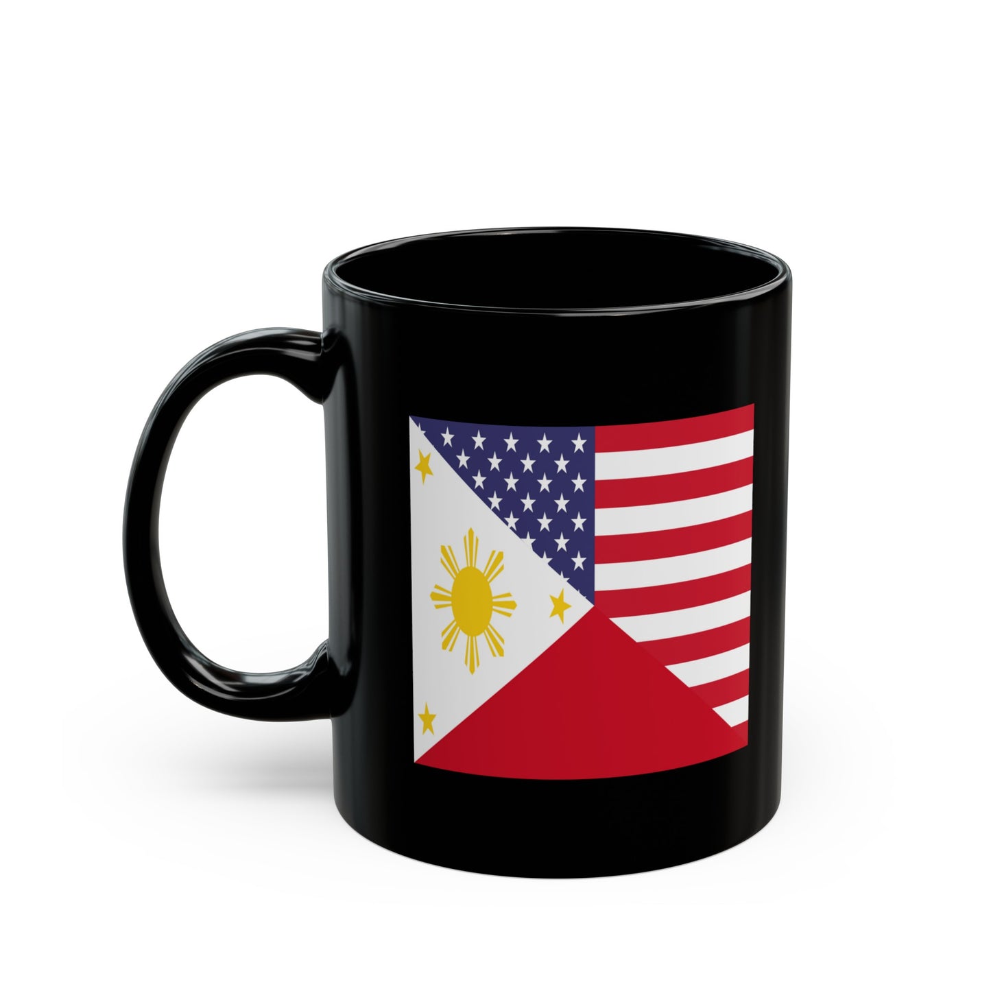 Filipino American Flag Half Philippines USA Black Mug (11oz, 15oz)