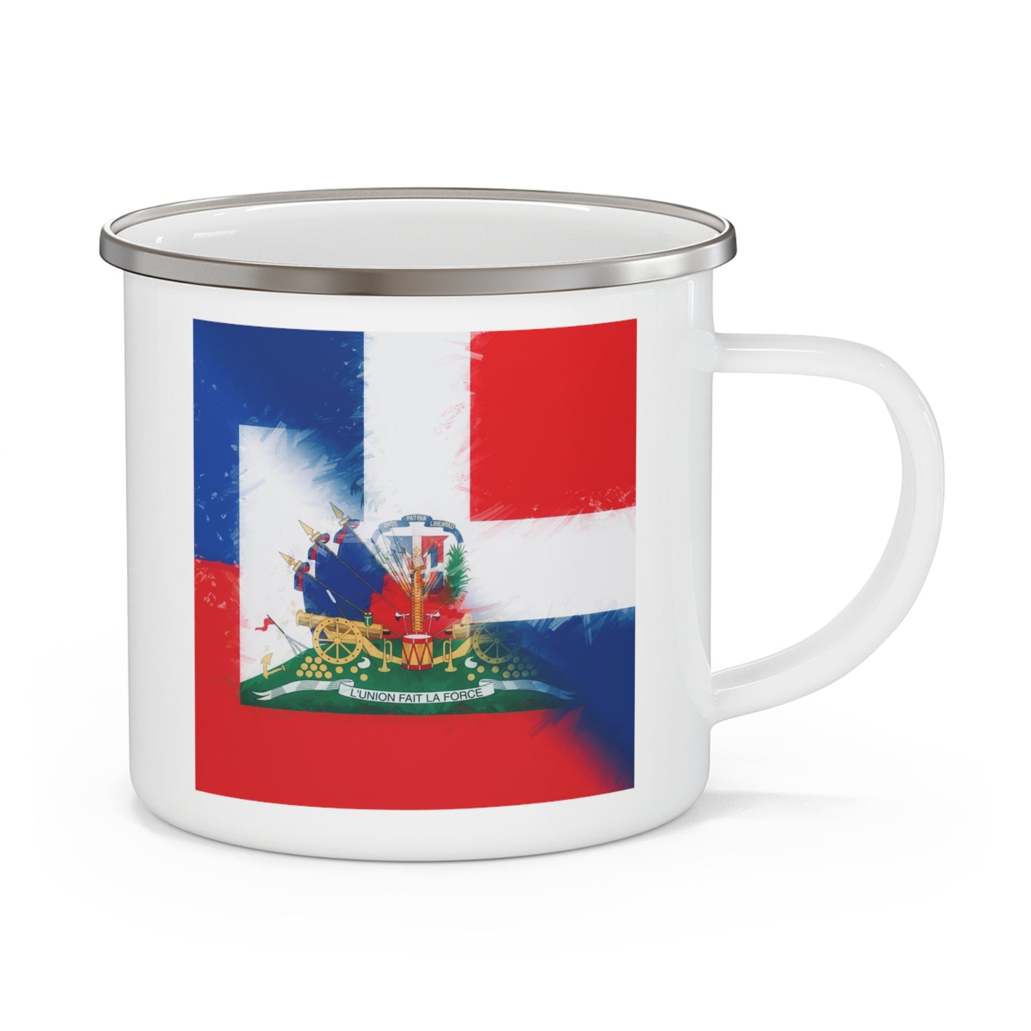 Haiti Dominican Republic Flag | Hispaniola DR Half Haitian Dominican Flag 12oz Enamel Mug