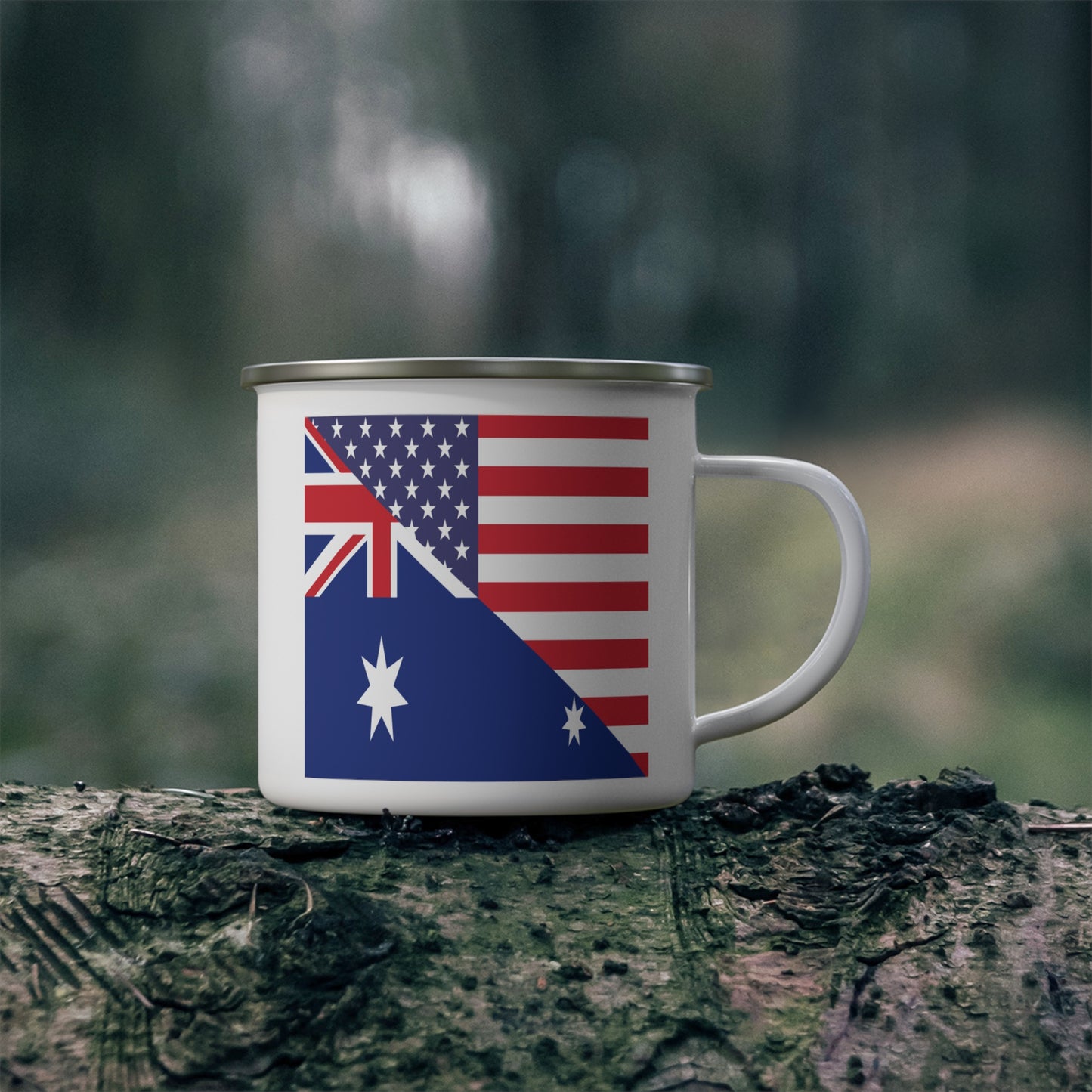 Australian American Flag Australia USA 12oz Enamel Mug