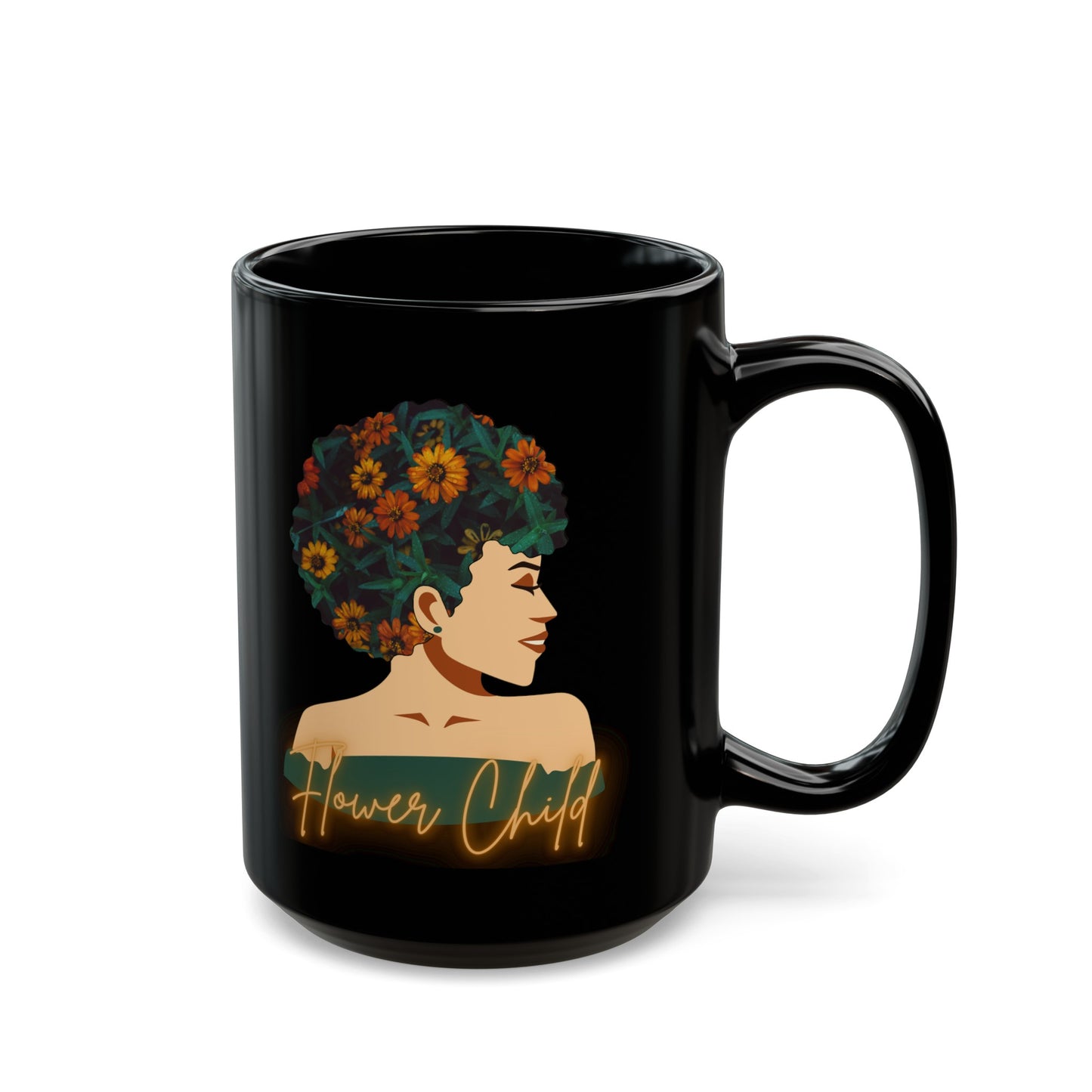 Flower Child White Black Mug (11oz, 15oz)