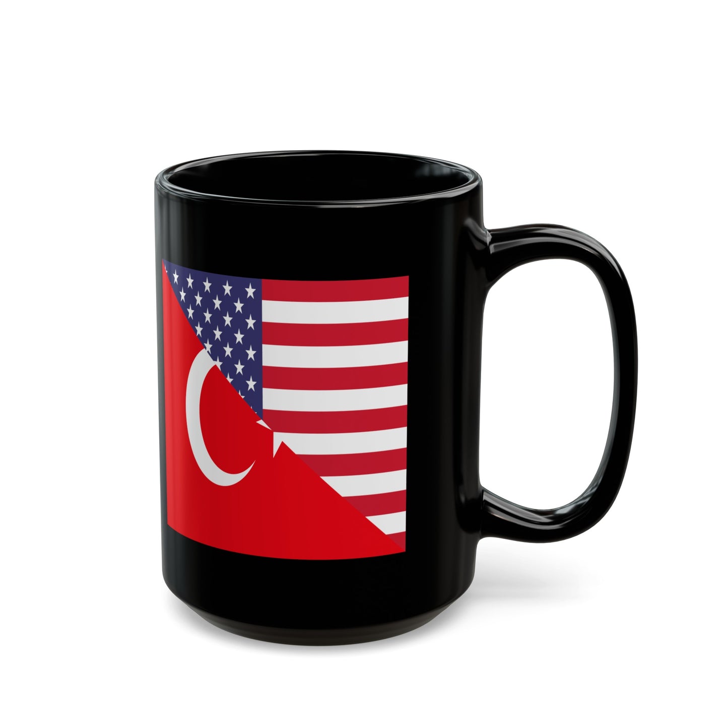 Turkey American Flag Half USA Black Mug (11oz, 15oz)