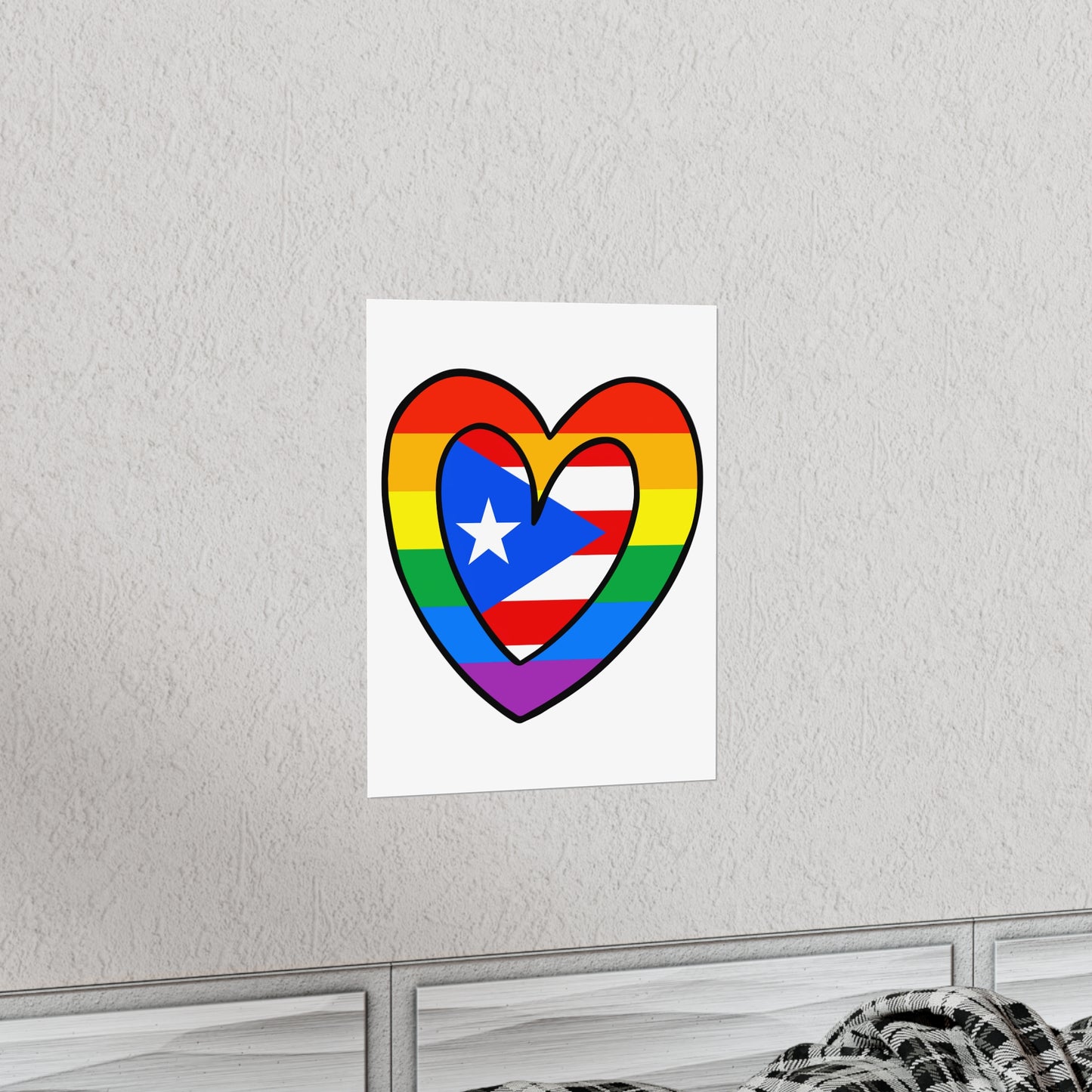 Puerto Rican Rainbow Flag Heart PR Pride Parade Premium Matte Poster