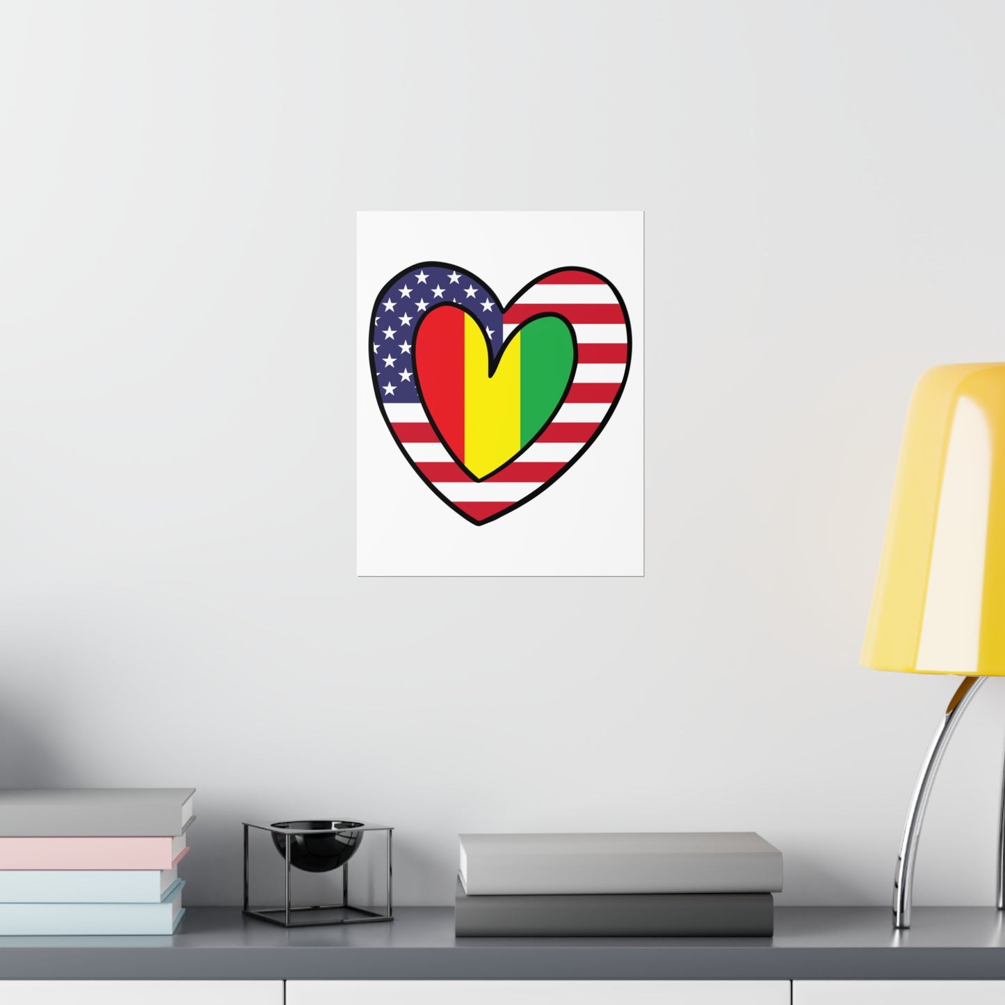 Guinean American Heart Valentines Day Wedding Gift Half Guinea USA Flag Premium Matte Poster