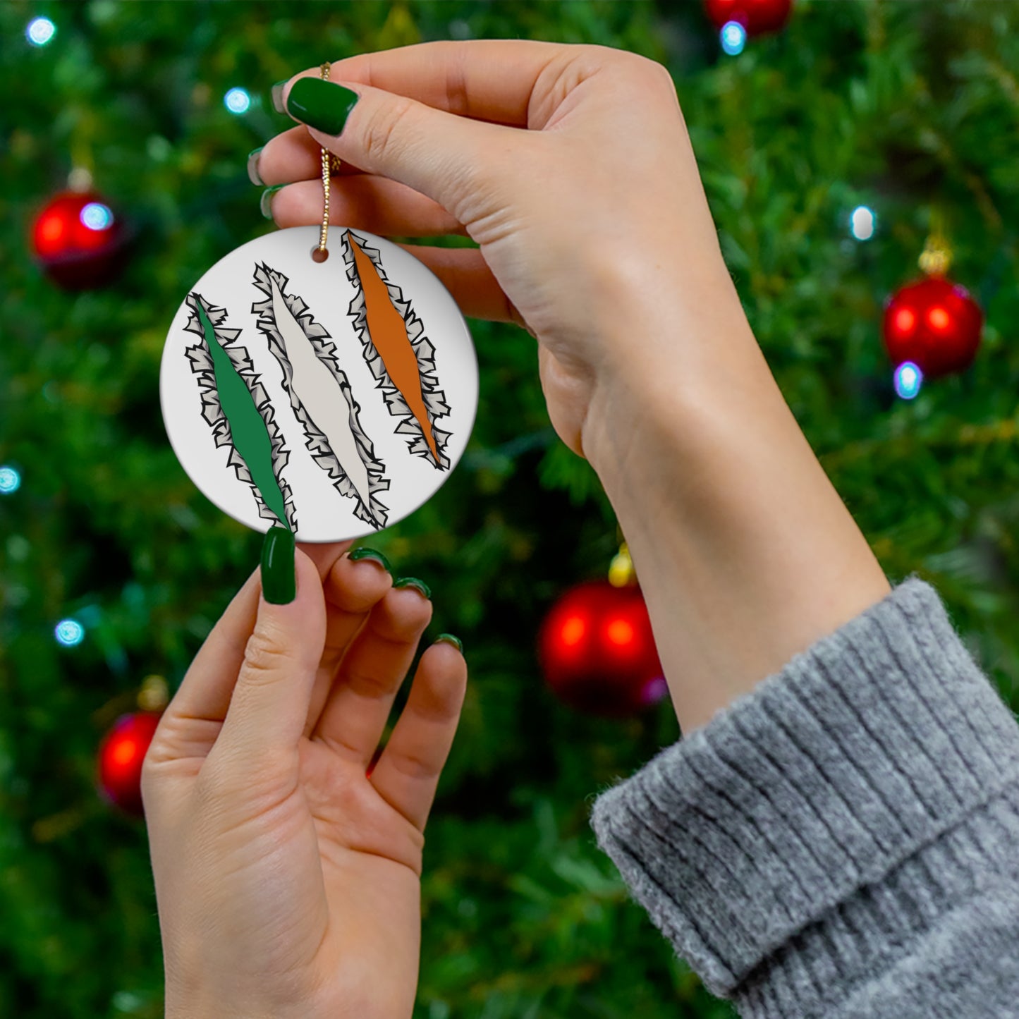 Slashed Ireland Flag | Irish Ceramic Ornament | Christmas Tree Ornaments