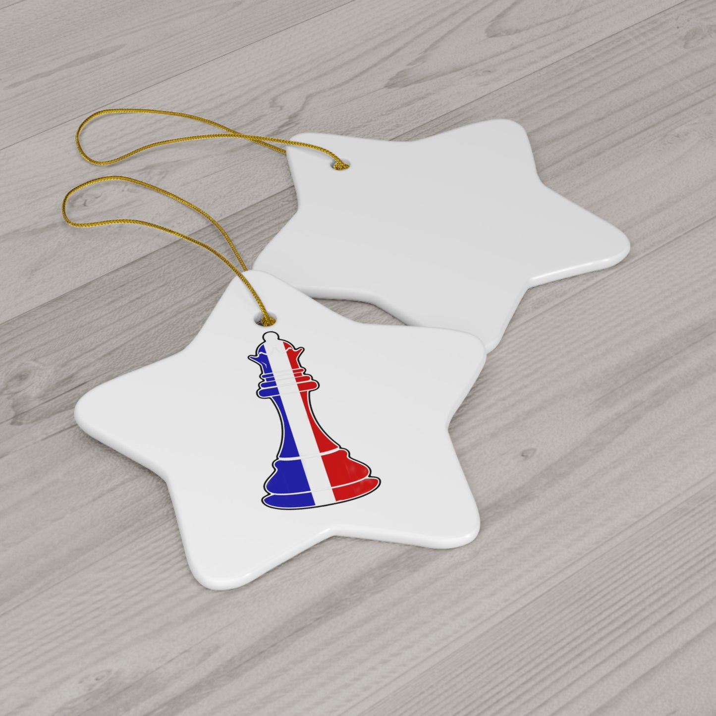 French Queen Flag Chess Piece France Ceramic Ornament | Christmas Tree Ornaments