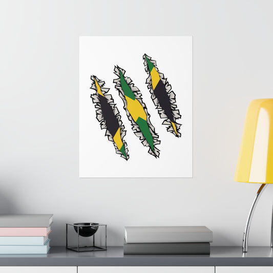 Slashed Jamaican Flag | Jamaica Woman Premium Matte Poster