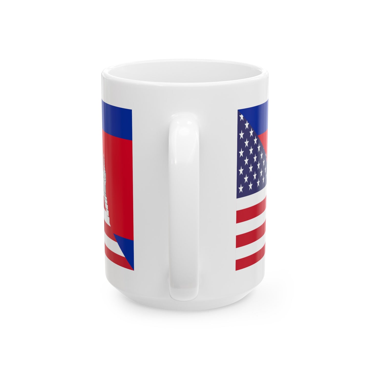 Cambodian American Flag Half Cambodia USA Ceramic Mug 11oz, 15oz Cup