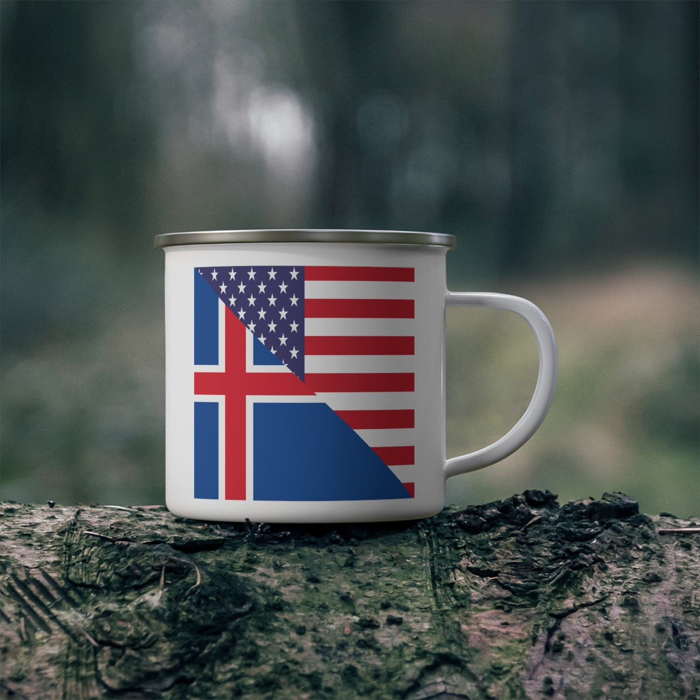 Iceland American Flag Icelander USA 12oz Enamel Mug