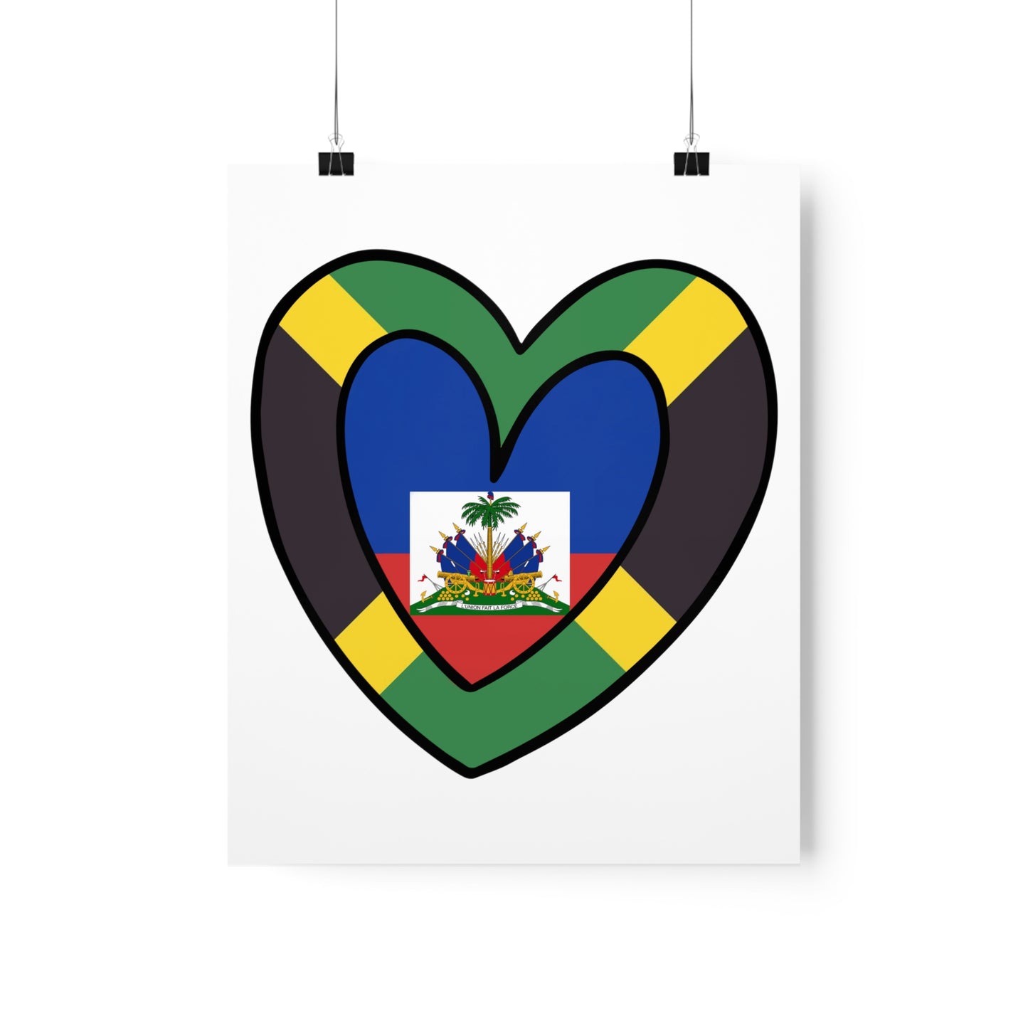 Jamaican Haitian Flag Inner Heart Jamaica Haiti  Premium Matte Poster