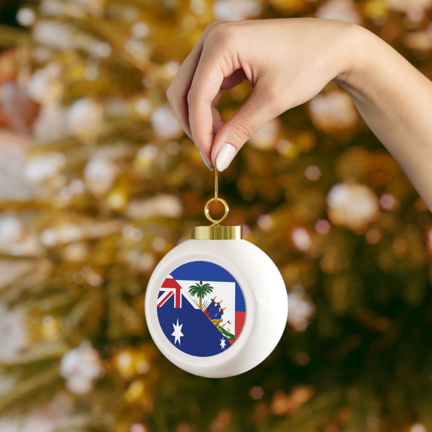 Australian Haitian Flag Australia Haiti Christmas Tree Ball Ornament