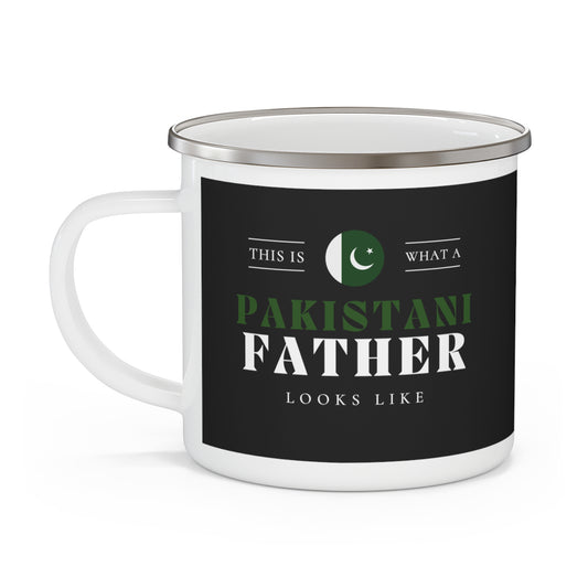 Pakistani Father Looks Like Pakistan Flag Fathers Day 12oz Enamel Mug