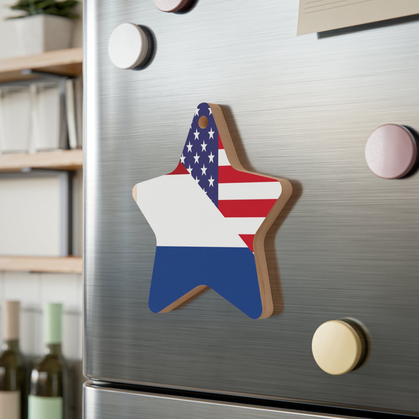 Netherlands American Flag USA Wooden Ornament