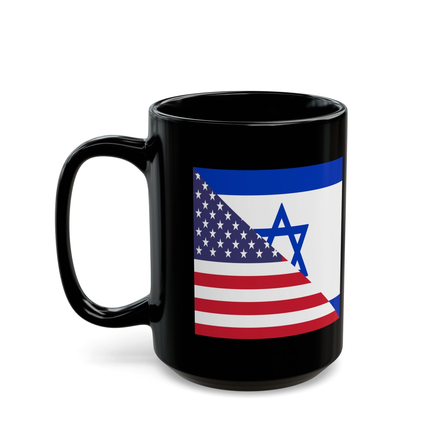 Israel American Flag Half Israeli USA Black Mug (11oz, 15oz)