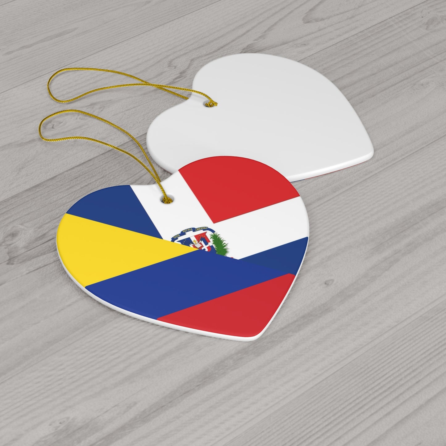 Dominican Colombian Flag Ceramic Ornaments | DR Colombia Dominican Republic Christmas Tree