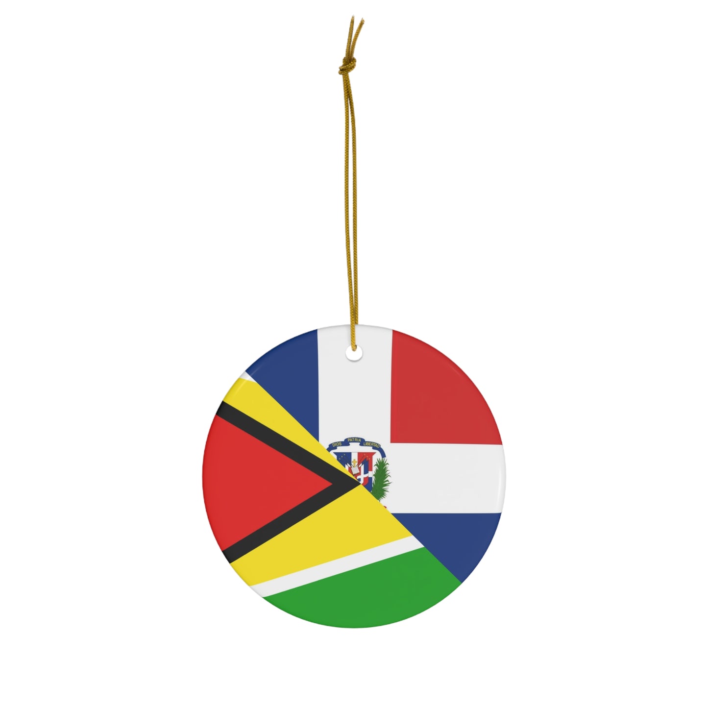 Guyanese Dominican Flag Guyana DR Ceramic Ornament | Christmas Tree Ornaments