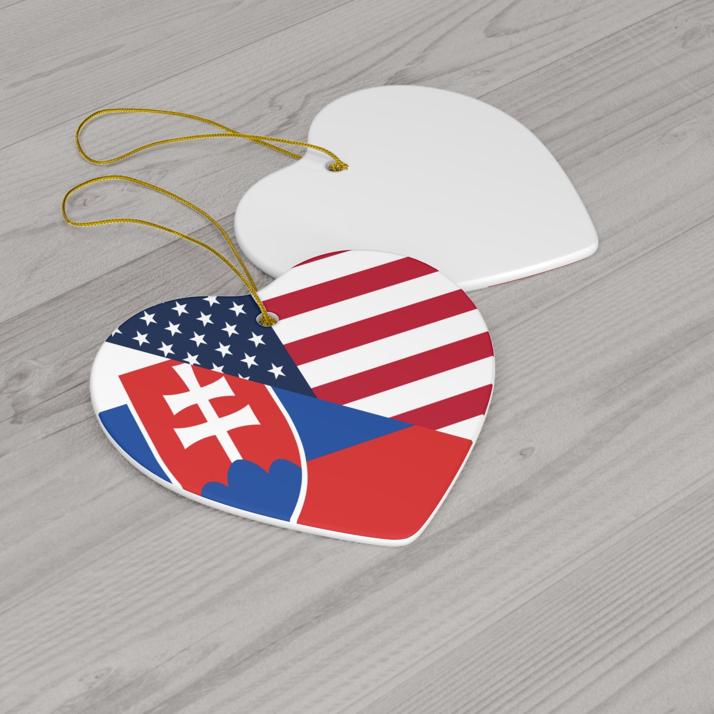 Slovakia American Flag Half Slovakian USA Ceramic Ornament | Christmas Tree Ornaments