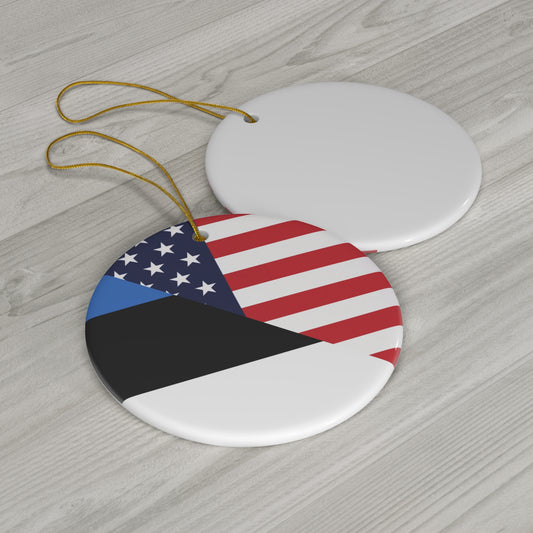 Estonian American Flag Estonia USA Ceramic Ornament | Christmas Tree Ornaments