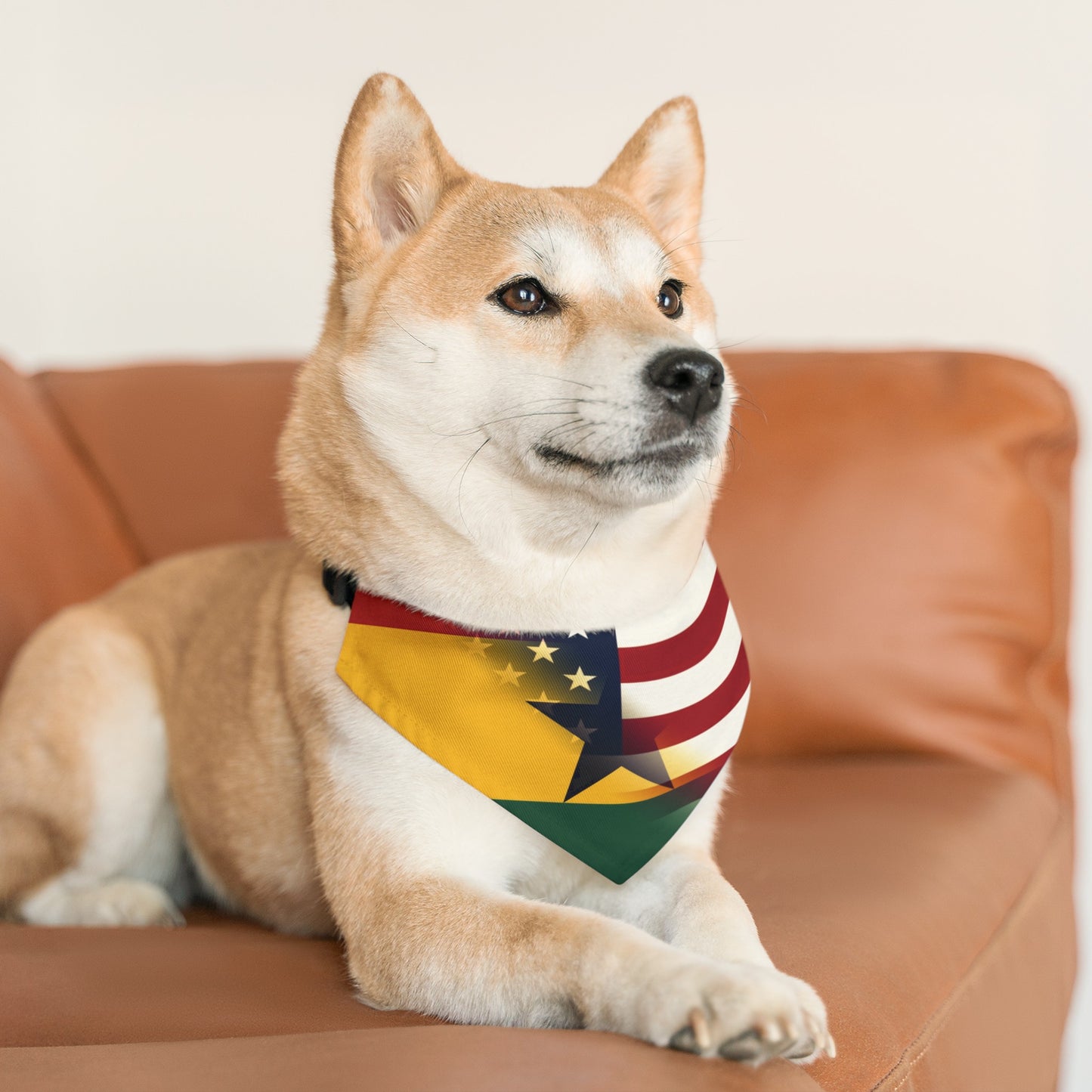 Half Ghanaian American Flag Pet Bandana Collar | USA US Ghana Dog Cat