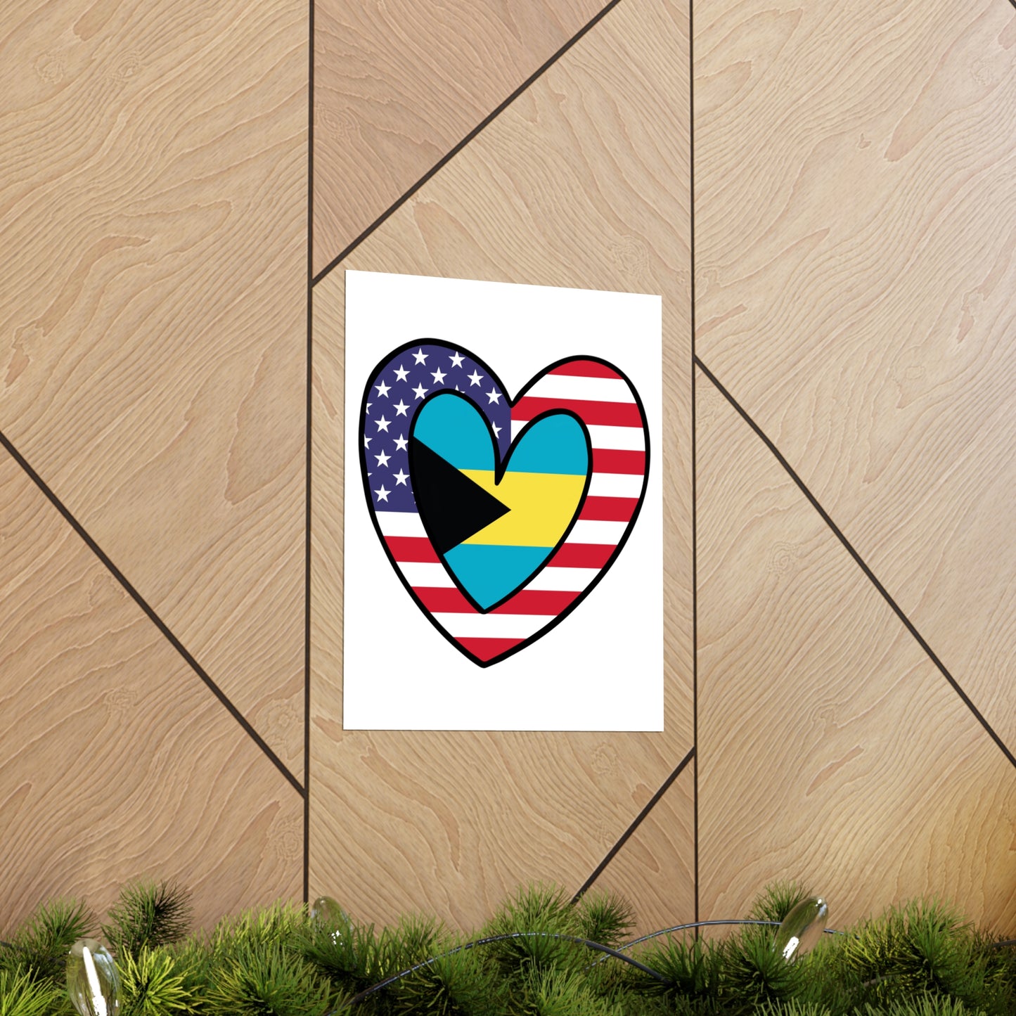 Bahamas American Heart Valentines Day Gift Half Bahamian USA Flag Premium Matte Poster