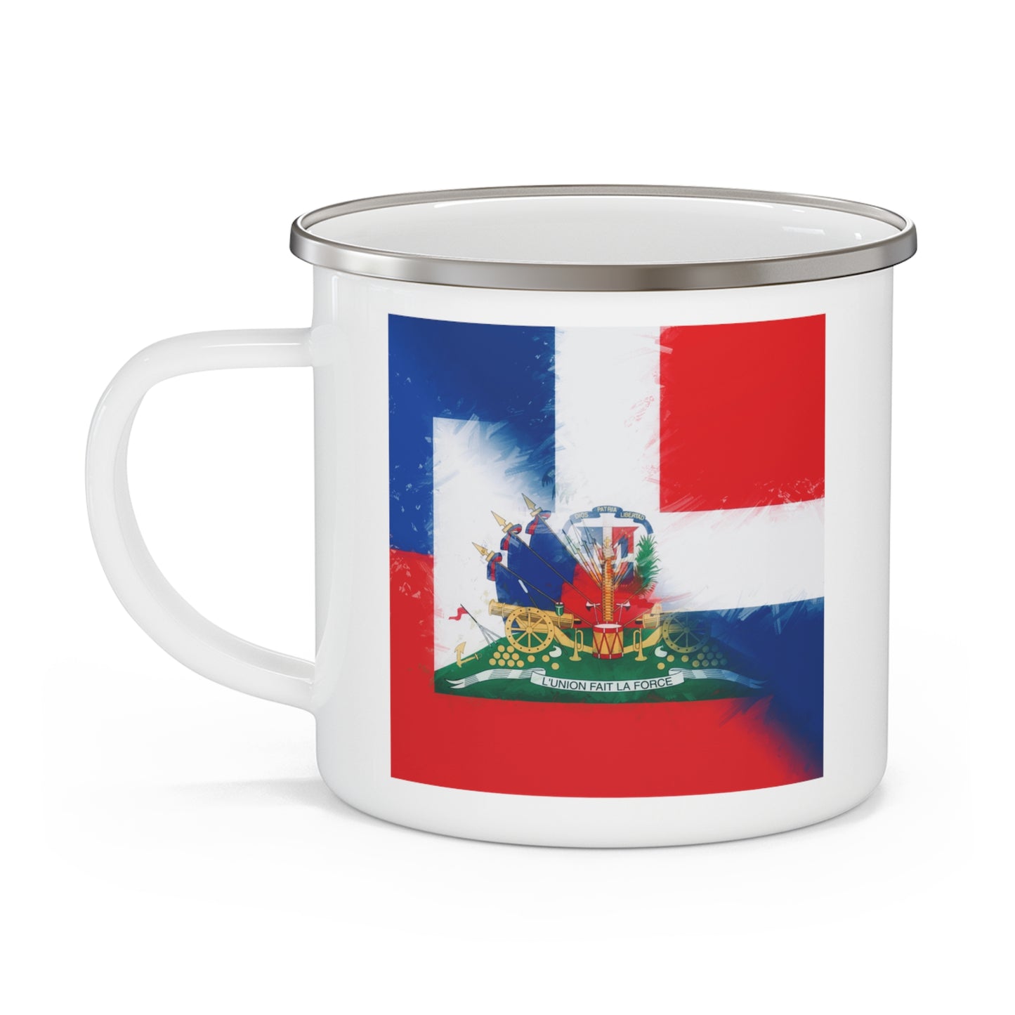 Haiti Dominican Republic Flag | Hispaniola DR Half Haitian Dominican Flag 12oz Enamel Mug