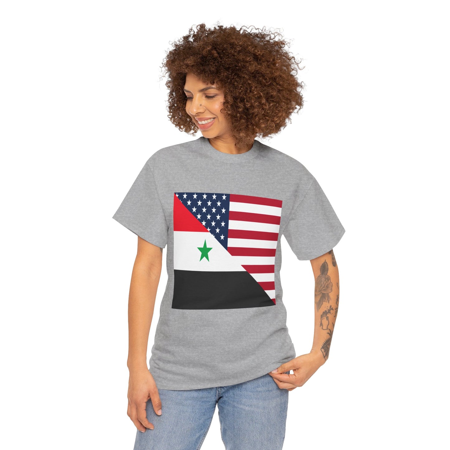 Syrian American Flag Half Syria USA T-Shirt | Unisex Tee Shirt