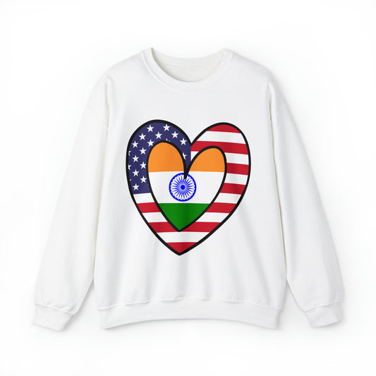 American Asian Indian Flag Inner Heart USA India Unisex Sweatshirt