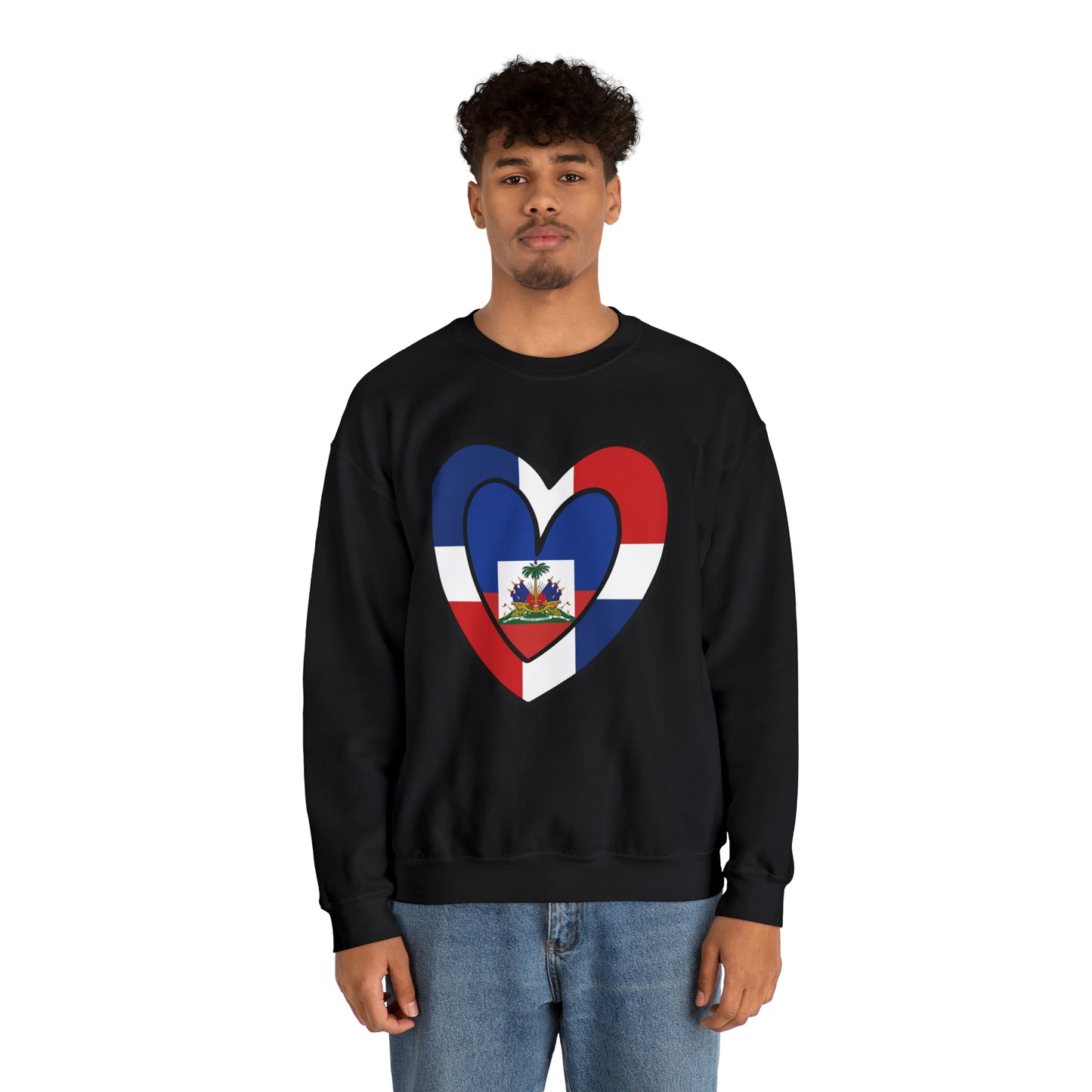 Dominican Haitian Flag Inner Heart DR Republic Haiti  Unisex Sweatshirt